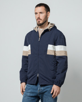 Brunello Cucinelli Blue windbreaker with contrasting inserts MS4977471G