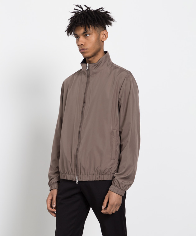 Enrico Mandelli - Reversible brown jacket with embroidered logo