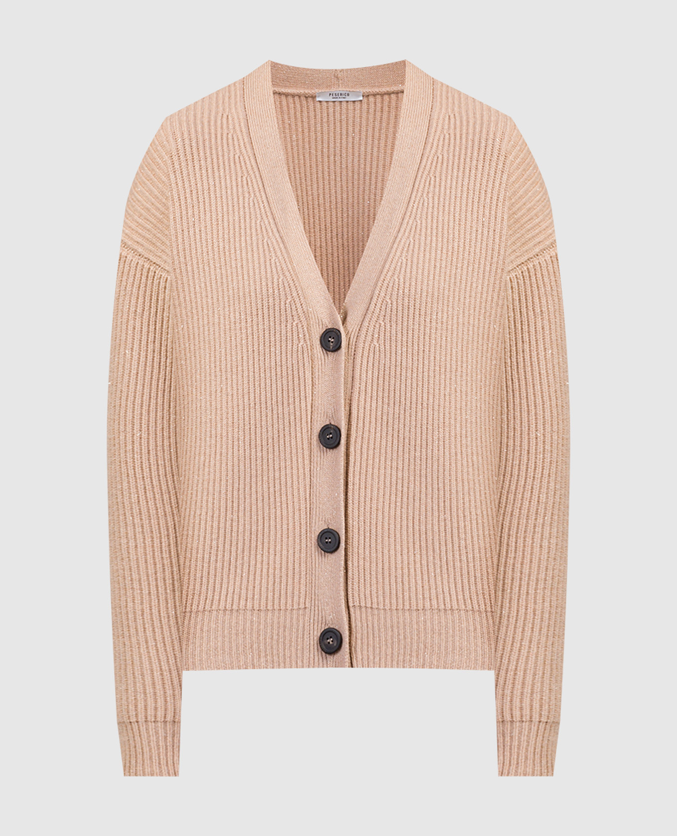 Brown striped cardigan with lurex peserico
