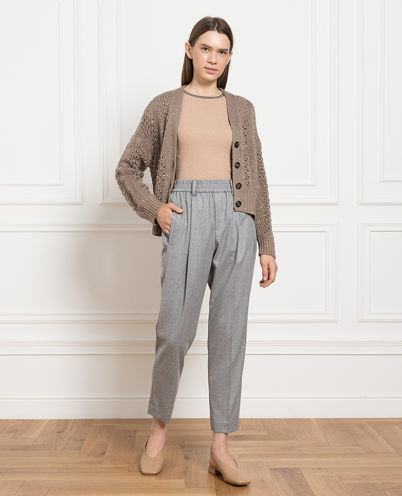 

Gray wool trousers with monil chain Brunello Cucinelli, Grey