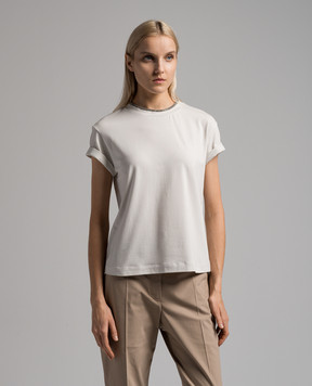 Brunello Cucinelli Gray t-shirt with monil chain M0T18BD200