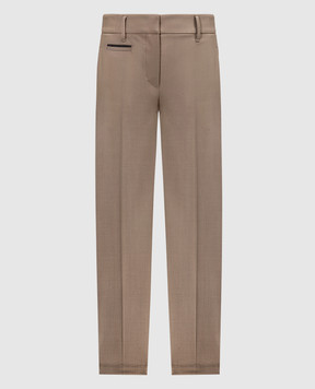 Brunello Cucinelli Khaki pants with monil chain MP526P8396