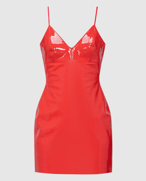 David Koma Red leather patent mini dress AW23DK54D