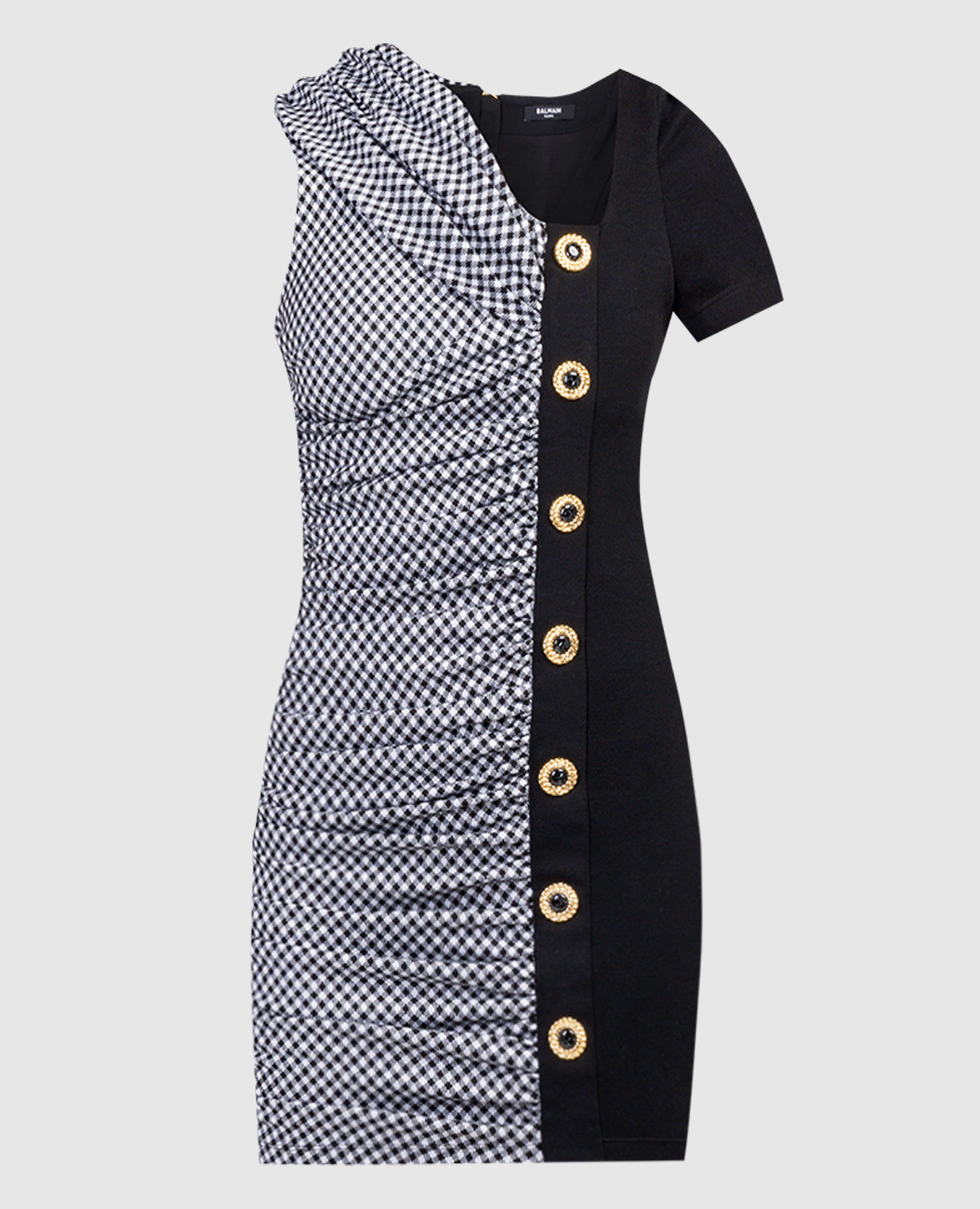Black dress in a pattern with drapery Balmain