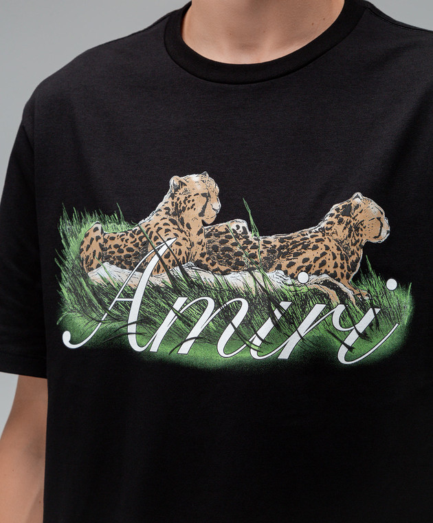 AMIRI - Black t-shirt with Cheetah print PF23MJG001 - shop