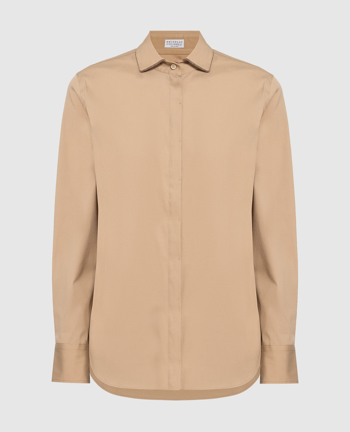 Brown shirt with monil chain brunello cucinelli