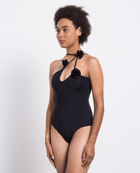 Maygel Coronel Black swimsuit with applications ALDABA