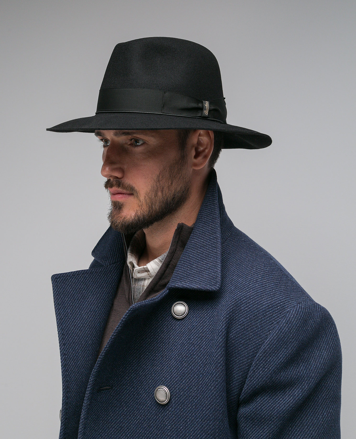 

Black logo Amedeo hat Borsalino
