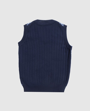 Stefano Ricci Children's blue vest made of wool in a geometric pattern K808008V20Y16488