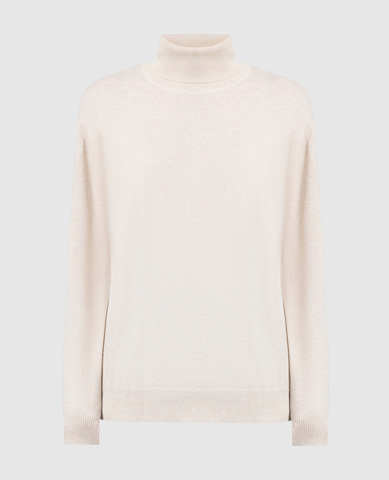 

Beige cashmere turtleneck with monil chain Brunello Cucinelli