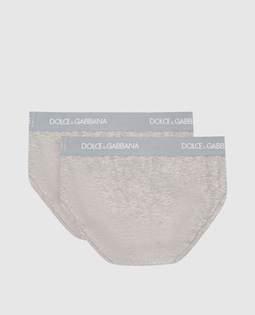 Dolce&Gabbana Children's set of gray briefs with a logo L4J700G7OCT