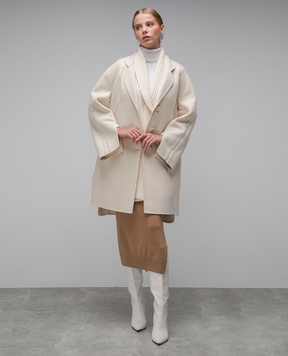 Ermanno Scervino White coat made of wool with a down vest D436D310CGRHNG