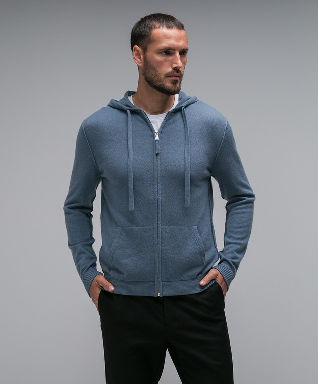 Allude Blauer Cardigan aus Wolle und Kaschmir mit Inside-Out