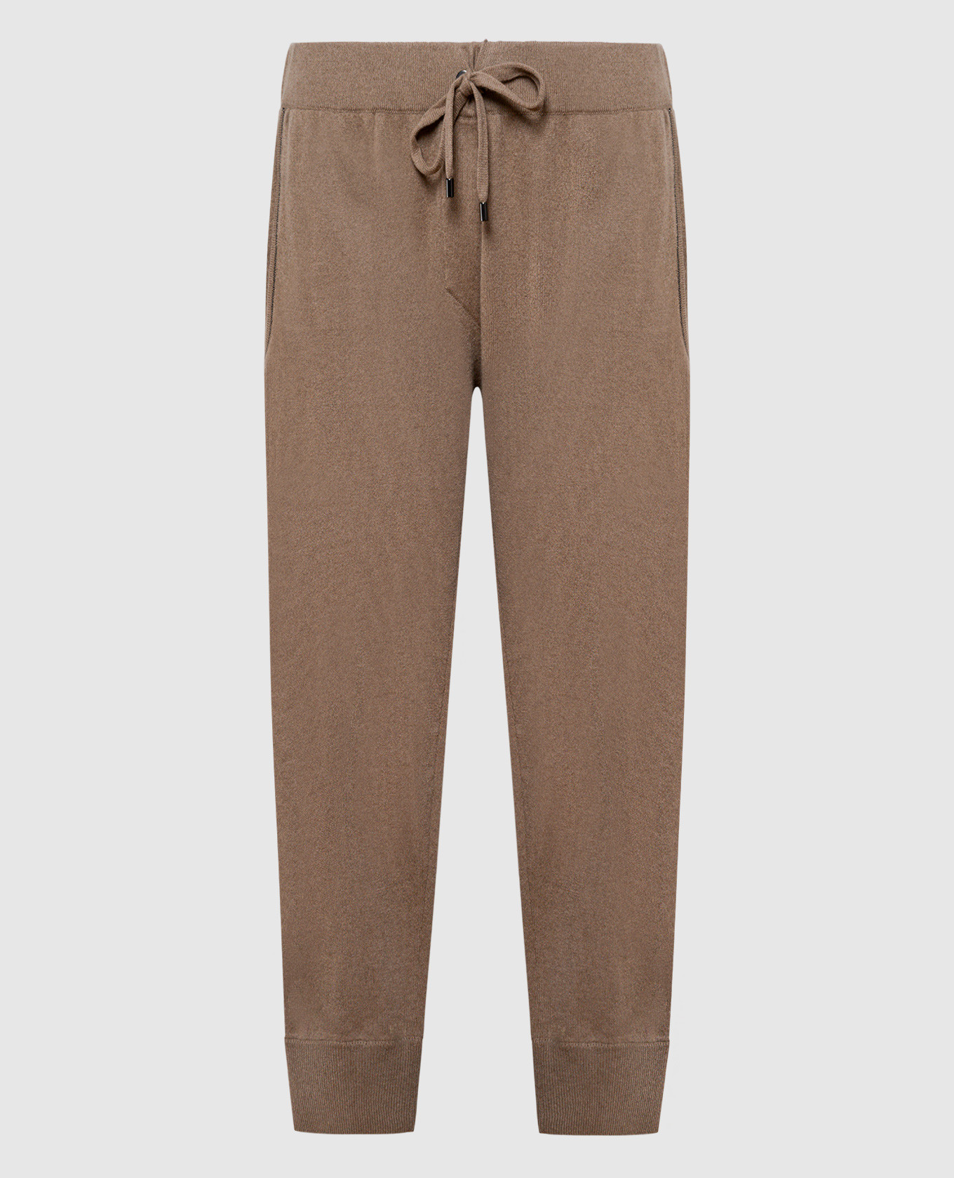 Brown cashmere joggers with monil chain brunello cucinelli