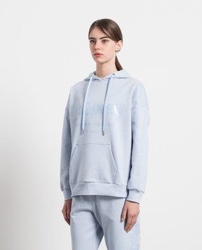 Alexander McQueen Blue McQueen Graffiti Print Hoodie 674882QZAHR
