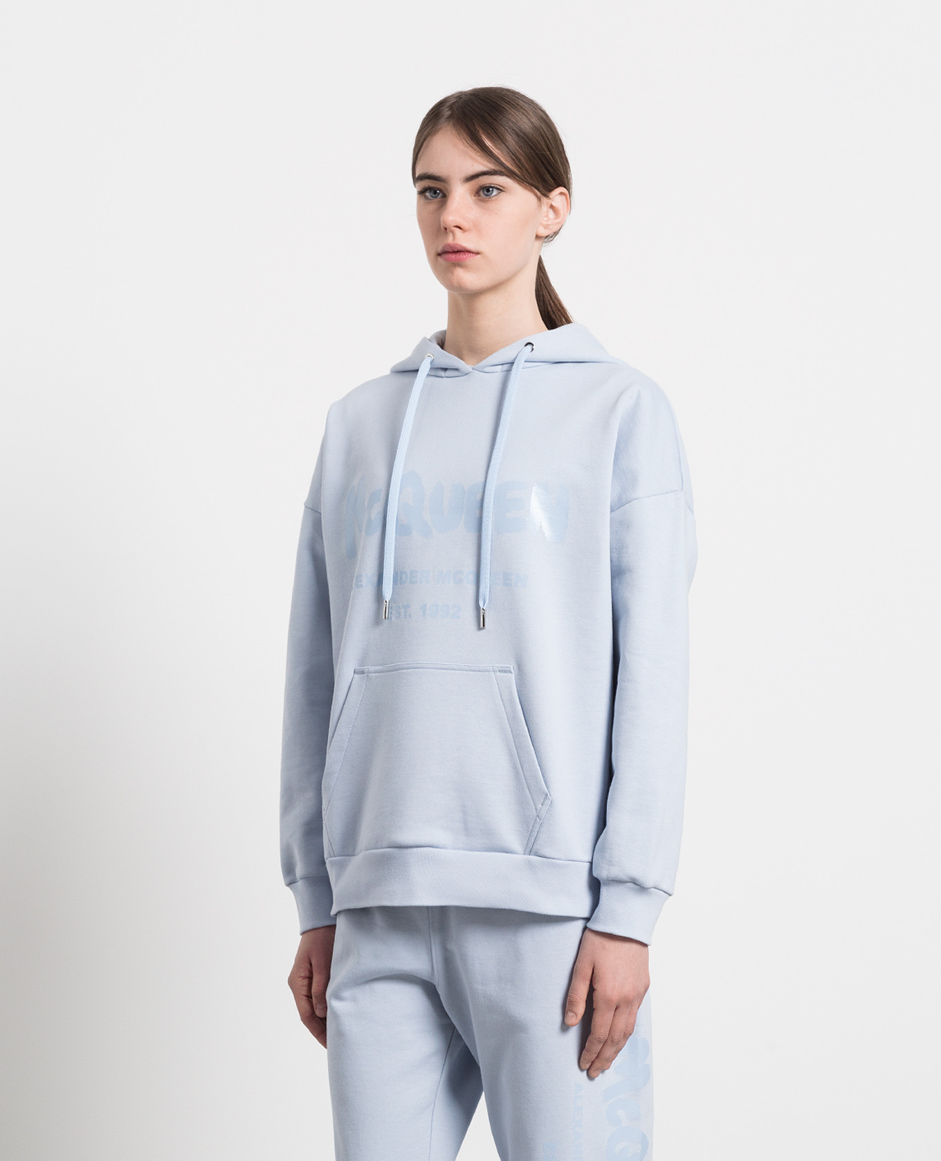 Blue McQueen Graffiti Print Hoodie Alexander McQueen 3