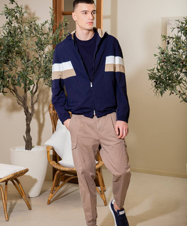 Brunello Cucinelli - Blue windbreaker with contrasting inserts