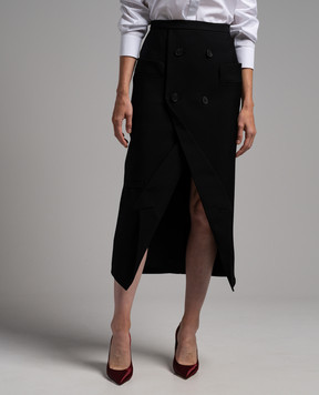 Alexander McQueen Black skirt made of wool in the form of an inverted jacket 769017QJACX
