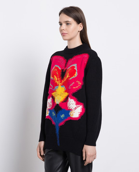 Alexander McQueen Black Orchid Intarsia Wool Sweater 758350Q1A6H