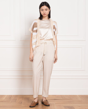 Peserico Beige wool pants with lapels P04651D02008