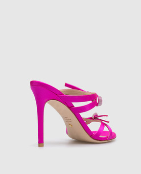 Stuart Weitzman SW Bow 100 pink satin mules with Swarovski crystals SB587