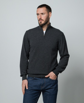 Cashmere&Whiskey Gray cashmere jumper with zipper 357N