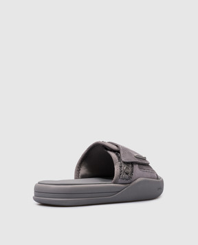 C2H4 Gray combination flip flops with logo R003098S