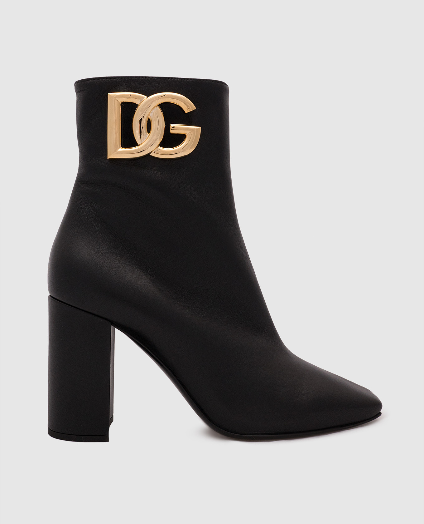 Black leather ankle boots with logo dolce&gabbana
