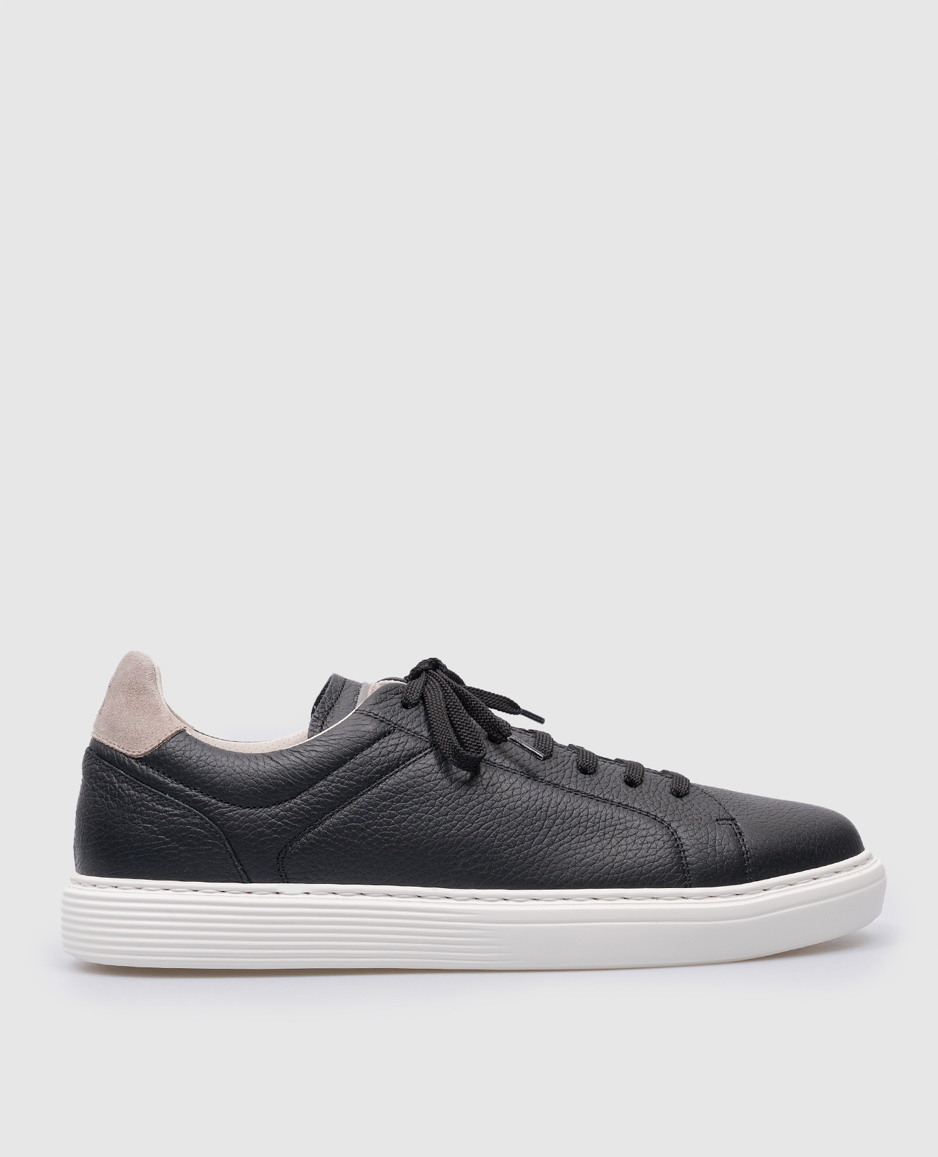 Black leather trainers with logo brunello cucinelli