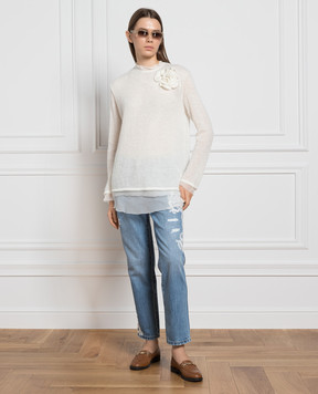 Ermanno Scervino White jumper with appliqué D432L322ODX