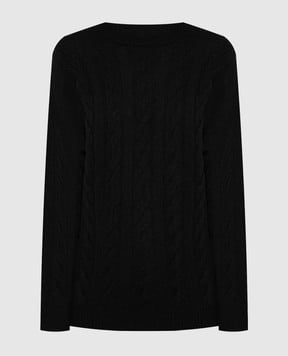 Solotre Black sweater made of wool and cashmere in a textured pattern M3R0022
