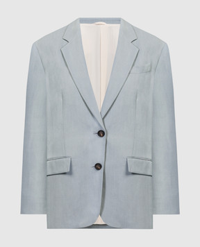 Brunello Cucinelli Blue linen jacket with monil chain MH1262555