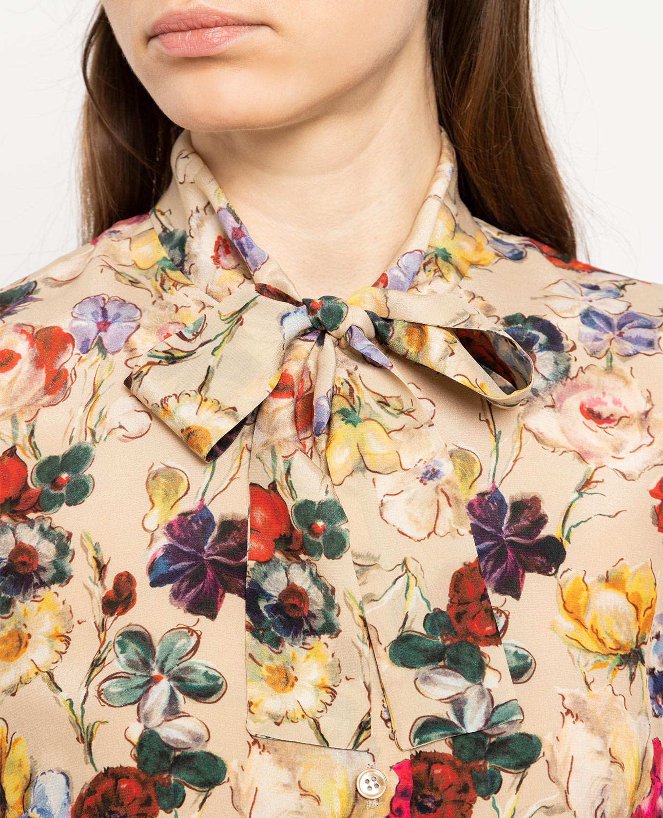 Beige silk blouse with floral print Dolce&Gabbana 5