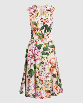 Dolce&Gabbana Beige midi dress in floral print F6H4AZHS5F8