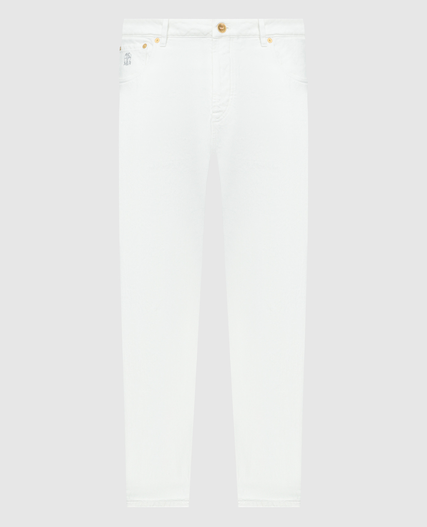 

White pants with logo emblem embroidery Brunello Cucinelli, Белый