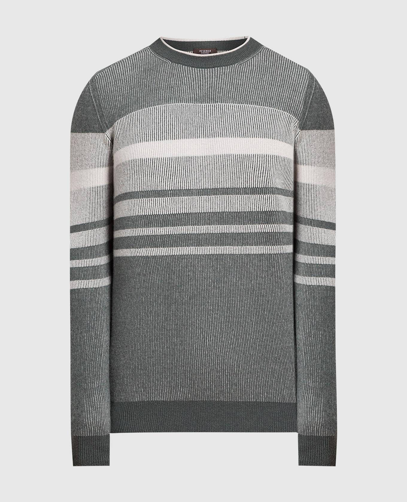 Grey striped wool and cashmere sweater peserico