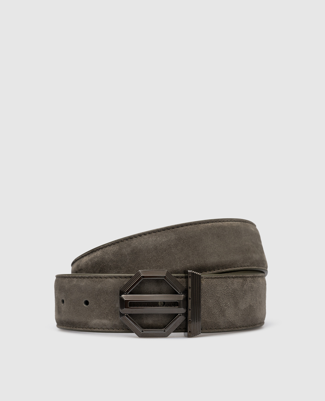 

Khaki suede belt with logo Stefano Ricci