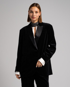 Brunello Cucinelli Black velvet jacket with monil chain MD5612512