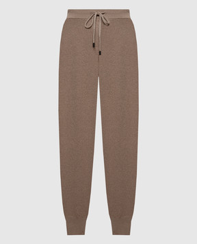 Peserico Brown wool, silk and cashmere joggers with monil chain S94051F129018C