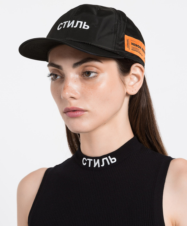 Heron Preston - Black cap with contrast embroidery Style