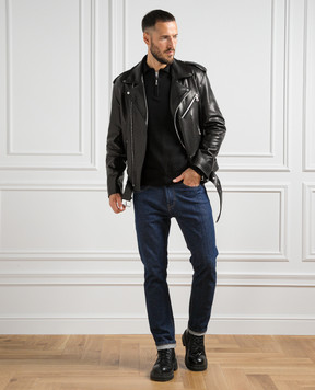 Cashmere&Whiskey Black wool polo shirt 94394Z