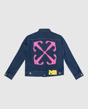 Off-White Children's blue denim jacket with a print OGYE001S24DEN001