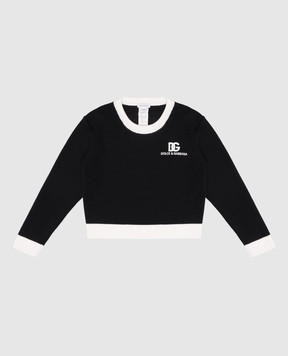 Dolce&Gabbana Children's black wool sweater with logo embroidery L5KWK5JCVT256