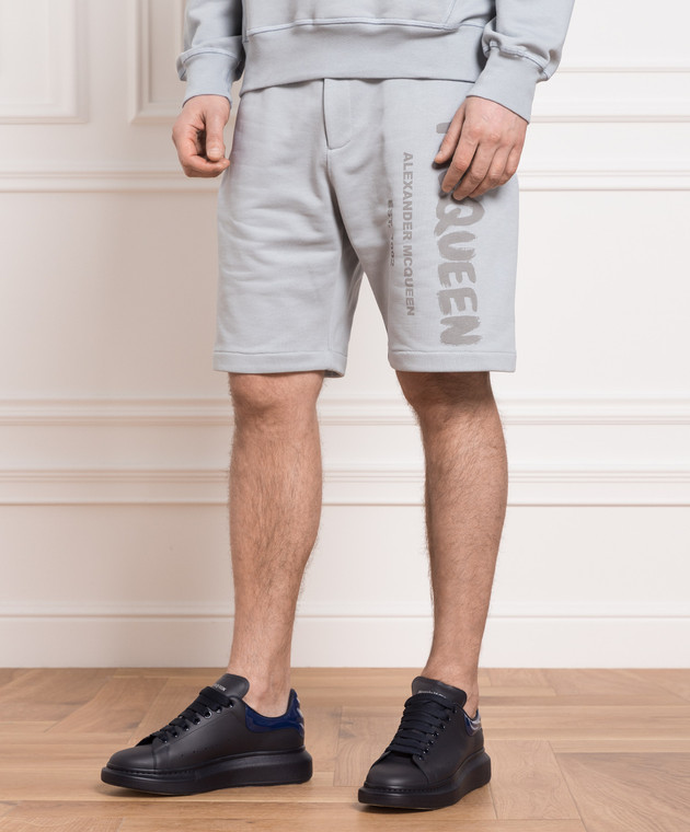 Alexander McQueen - Gray shorts with Mcqueen Graffiti logo