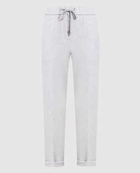 Peserico Gray melange sweatpants with stripes P04641J00D02379