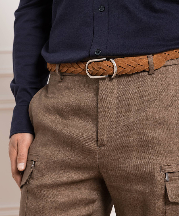 BRUNELLO CUCINELLI ♪ Bull suede braidedベルト MAURP333C2637 Brunello Cucinelli - Brown suede braided belt MAURP333