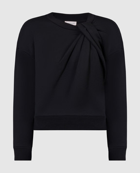 Alexander McQueen Black sweatshirt with drape 777196QLAC8