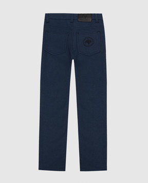Stefano Ricci Children's blue pants with a logo patch YFT7400040K906