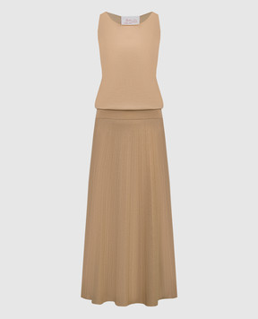 Babe Pay Pls Beige wool pleated top and skirt suit MD9792318465R