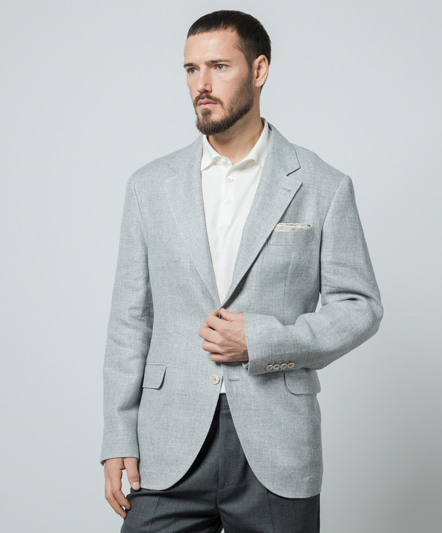 Brunello Cucinelli - Gray linen, wool and silk blazer MW4827BTD